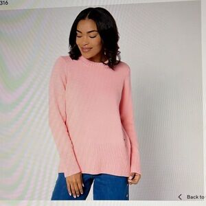 Peace Love World,  100% Cotton Crewneck Sweater w/ Pop Color Detail